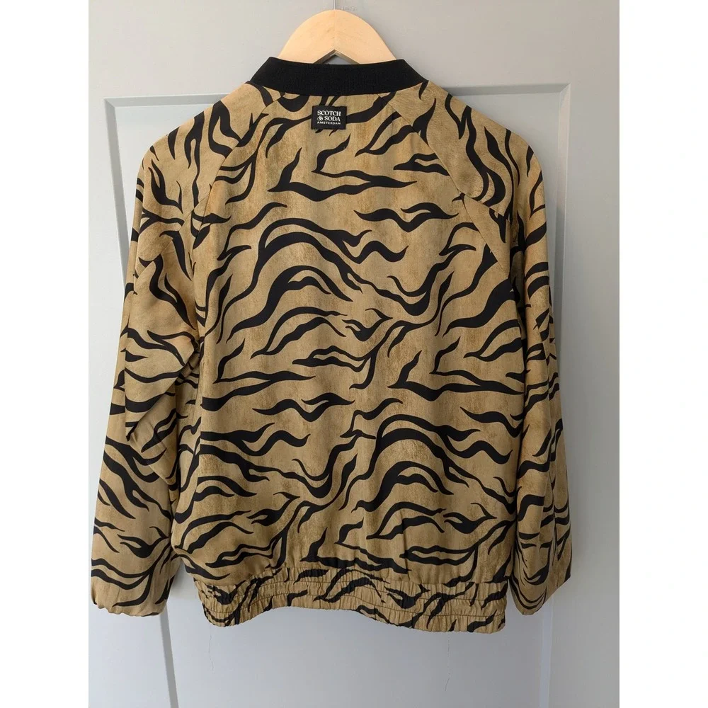 Scotch Soda‎ Amsterdam Tiger Print Bomber Jacket Womens Floral Lining S MINT